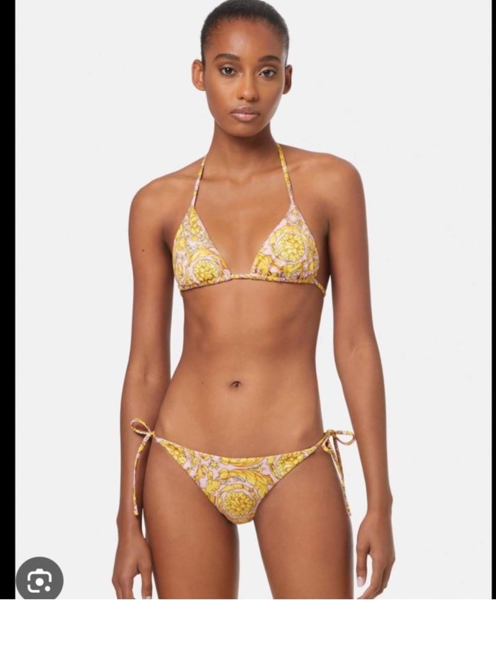 Versace Yellow Paisley Tie-Side Triangle Bikini Set